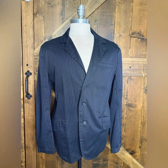 Vintage Y2K TRIPP NYC Daang Goodman Black Blue Pinstripe Blazer Jacket Men’s XL - Picture 1 of 11
